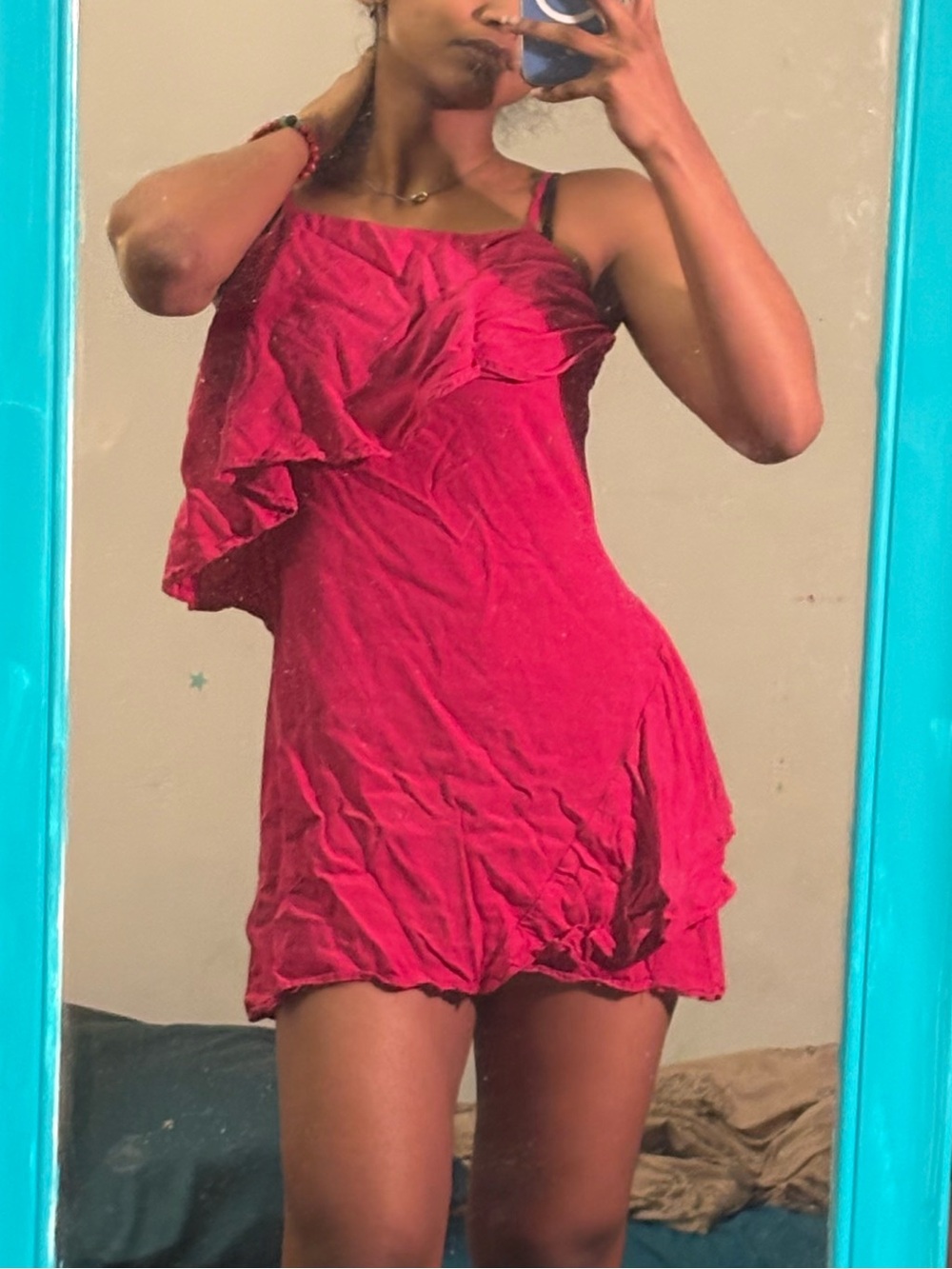 Lulu's Hot Pink Asymmetrical Ruffle Mini Dress